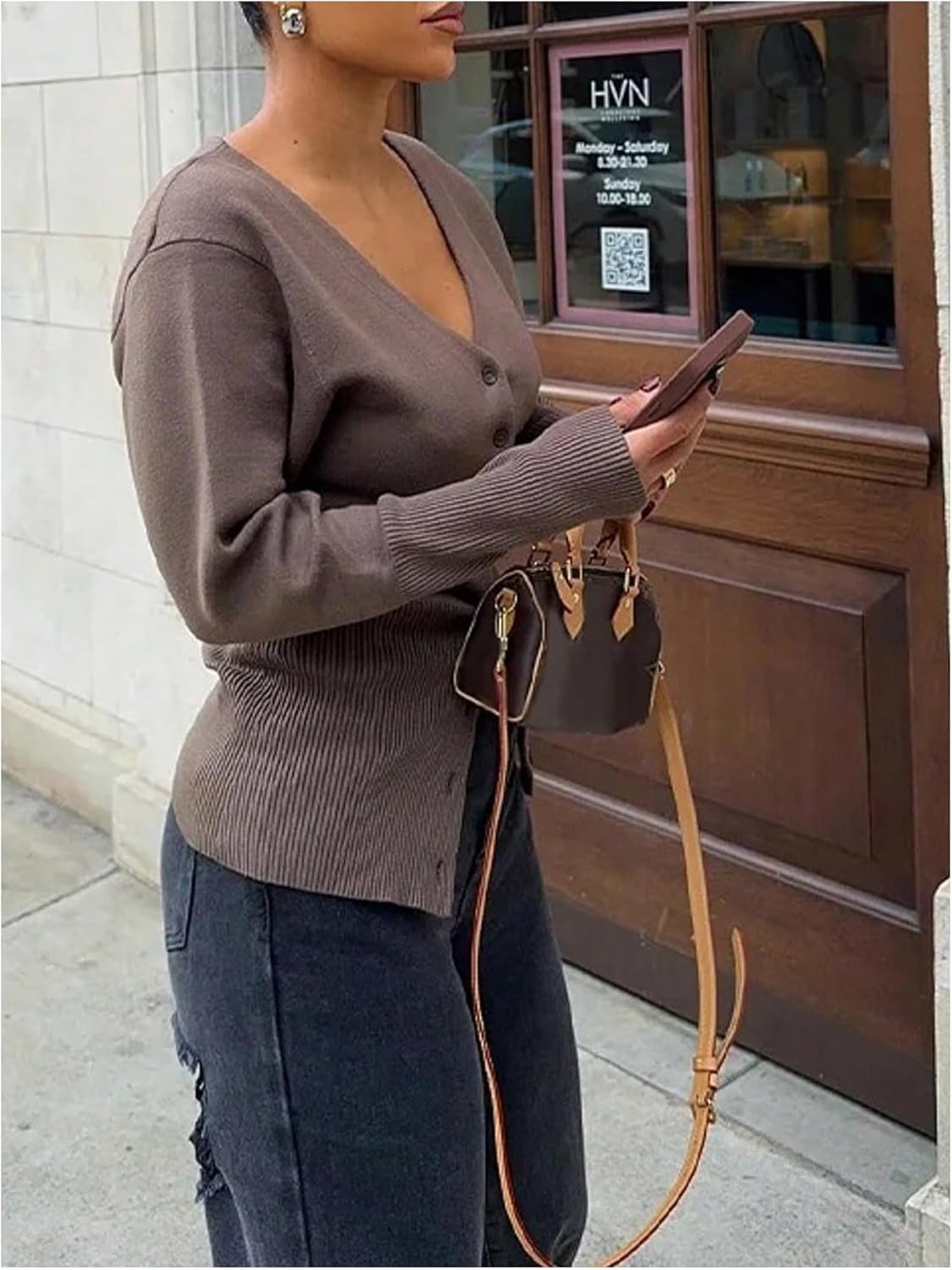 GORGLITTER Women's Button Up Cardigans Dressy V Neck Fall Sweater Trendy Business Casual Work Outfits - Image 2