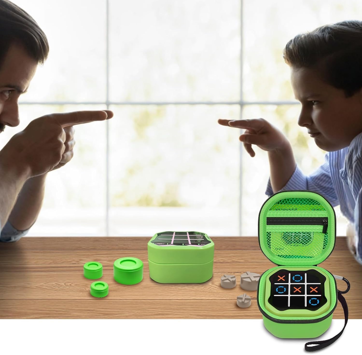 GWCASE Storage Case for Tic Tac Toe Bolt Game Original 3-in-1 Handheld Puzzle Console - Portable Organizer Holder Travel Games for Car Ride,Birthday Gifts for Boys Girls(Bag Only)-Green