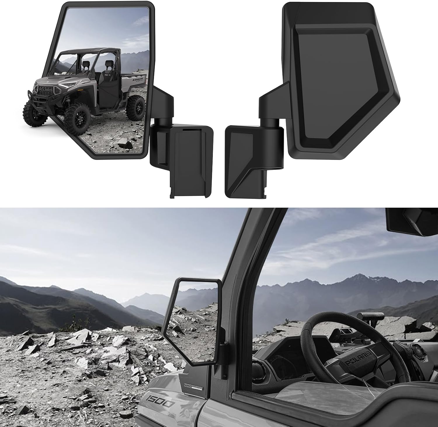 Adjustable Side Mirrors for Polaris Ranger XD 1500 2024, Foldable Door-Mounted Side Rearview Mirrors for Polaris Ranger XD 1500/Crew XD 1500 Northstar 2024+, Replace #2889862, 2PCS