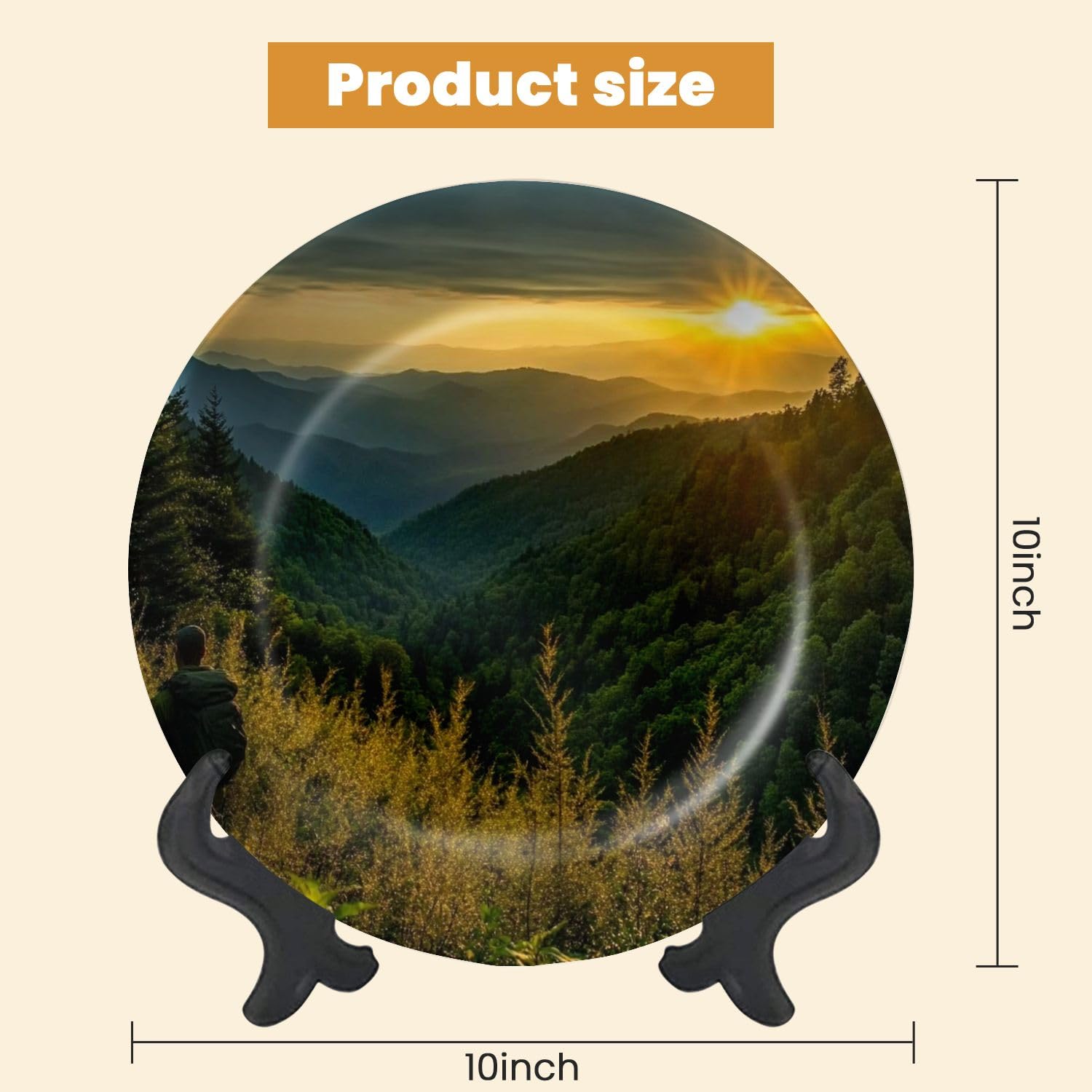 Decorative Plates for Display Sunrise Newfound Gap Gift Plates Ceramic Collections Plates Hanging Artwork for Living Dining Room Kitchen Souvenir