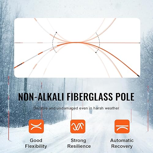 Miniatura 4 de VEVOR Marcadores de entrada, 100 unidades de 48 pulgadas, 0.31 pulgadas de diámetro, postes de fibra de vidrio naranja con cinta reflectante, broca