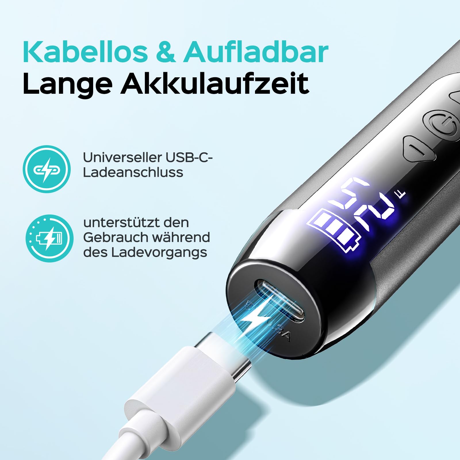 COSLUS C51 Kabellos Tragbar Elektrischer Nagelfräser: Elektrische Nagelfeile für Gelnägel 35000 u/min Nail Drill mit LED-Display & 25 Geschwindigkeiten für Nägel & Acrylnägel portabel für Reisen, Grau