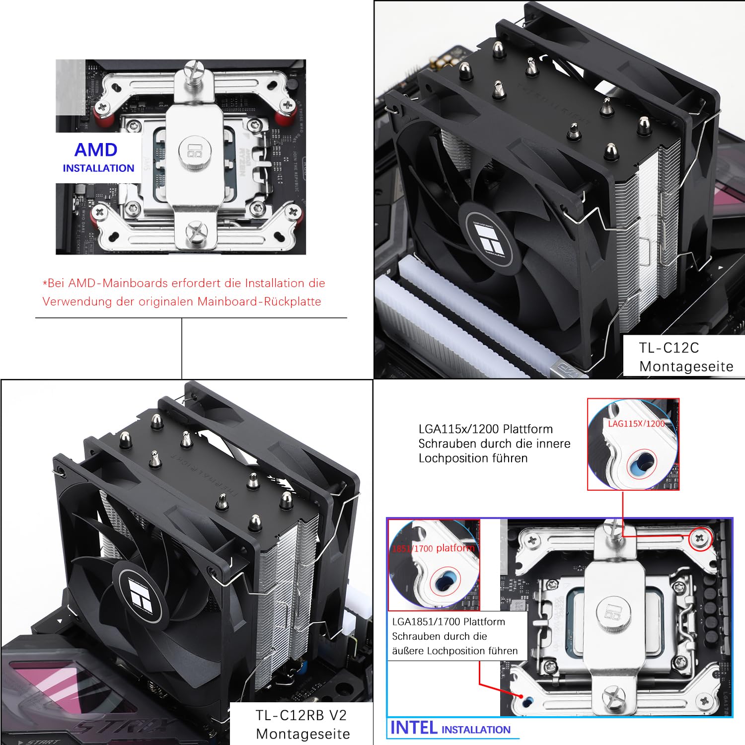 TR-Thermalright Assassin X 120R SE Plus Dissipatore CPU - 4 tubi di calore, doppie ventole silenziose da 120mm, per AMD AM4 AM5, Intel LGA1851/1700/115x/1200, dissipatore PC