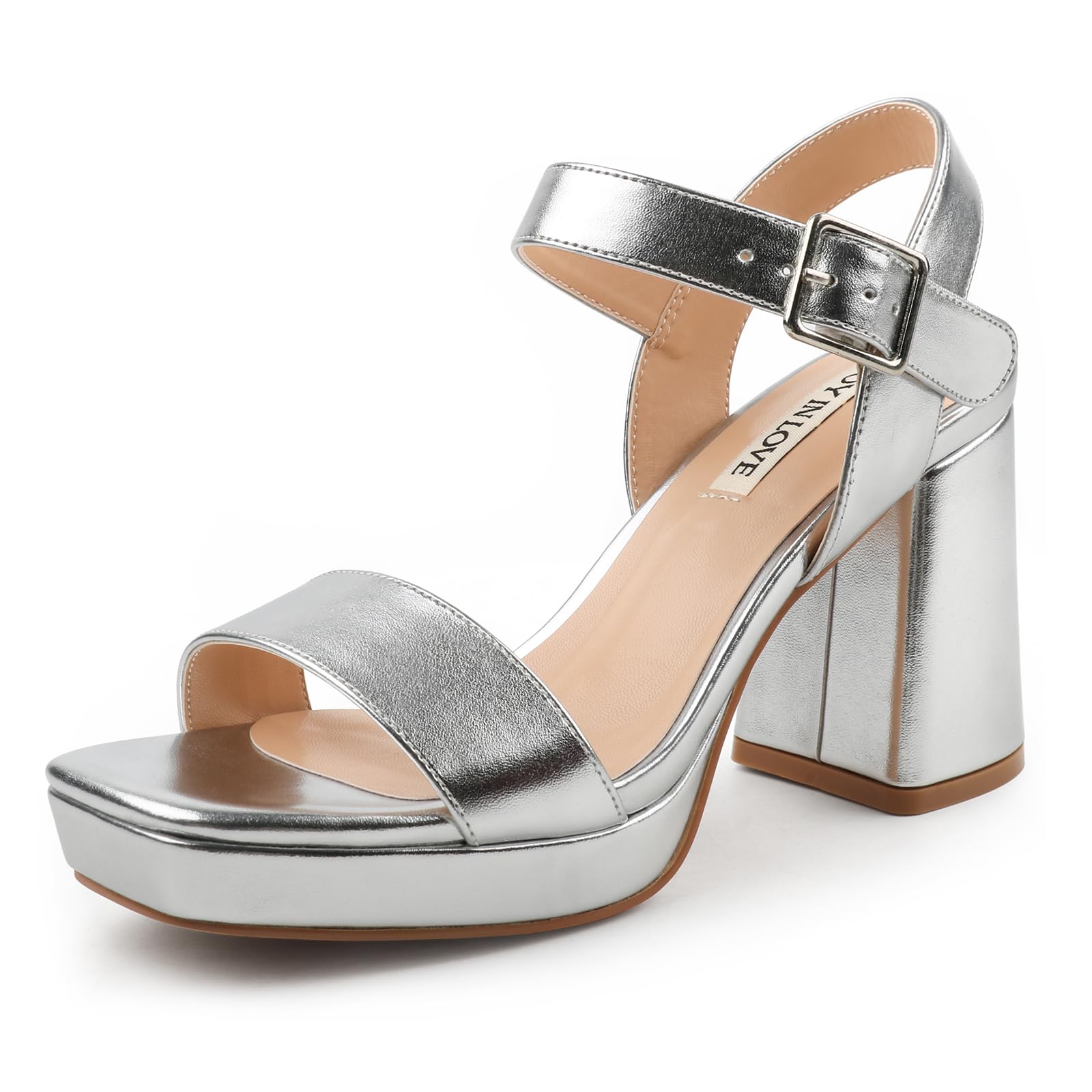 JOY IN LOVE Women's Chunky Platform High Heels Ankle Strap Block Heel Sandals