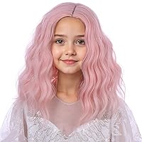 Vista 32 de Peluca rubia para niños, peluca ondulada corta y rizada para niñas, pelucas rubias doradas, pelucas de corte Bob rubio con raya lateral