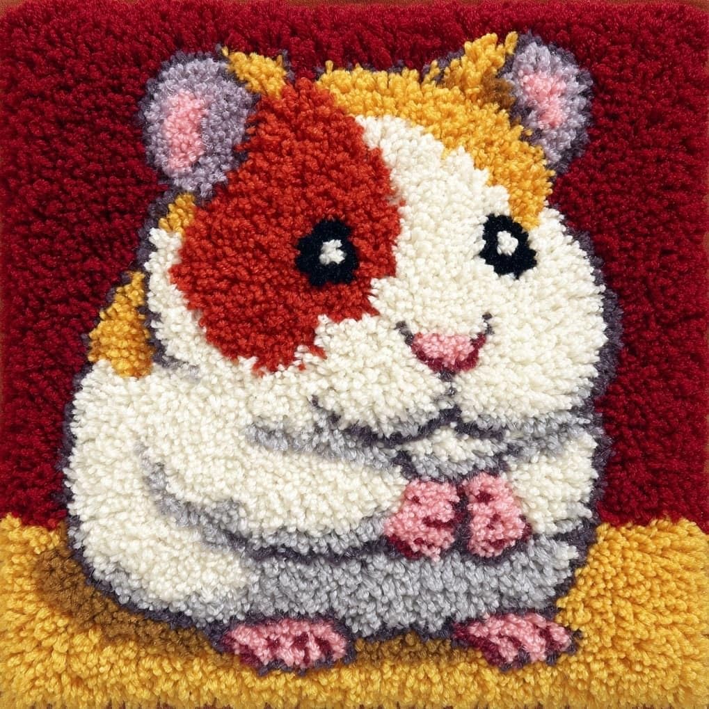 Axiangzik Animal Hamster Latch Hook Kit For Adults 43X43cm,