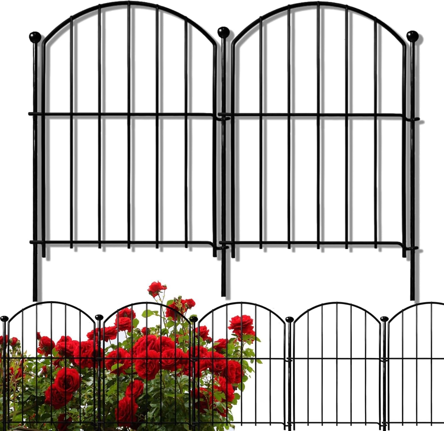 Recinzione Giardino Metallo Decorativo 32x43 cm – 10 Pannelli Piegevoli per Aiuole, Cortile e Barriera Animali