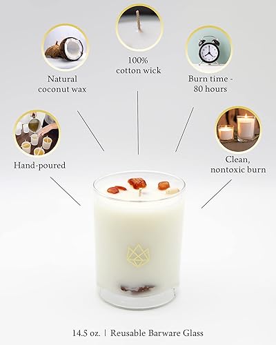 Miniatura 7 de Vela en tarro de cristal de lujo, 14.5 onzas, Calm  Sodalite Healing Crystal infundido  aromas de manzanilla, howood y salvia  Destress, Insight,