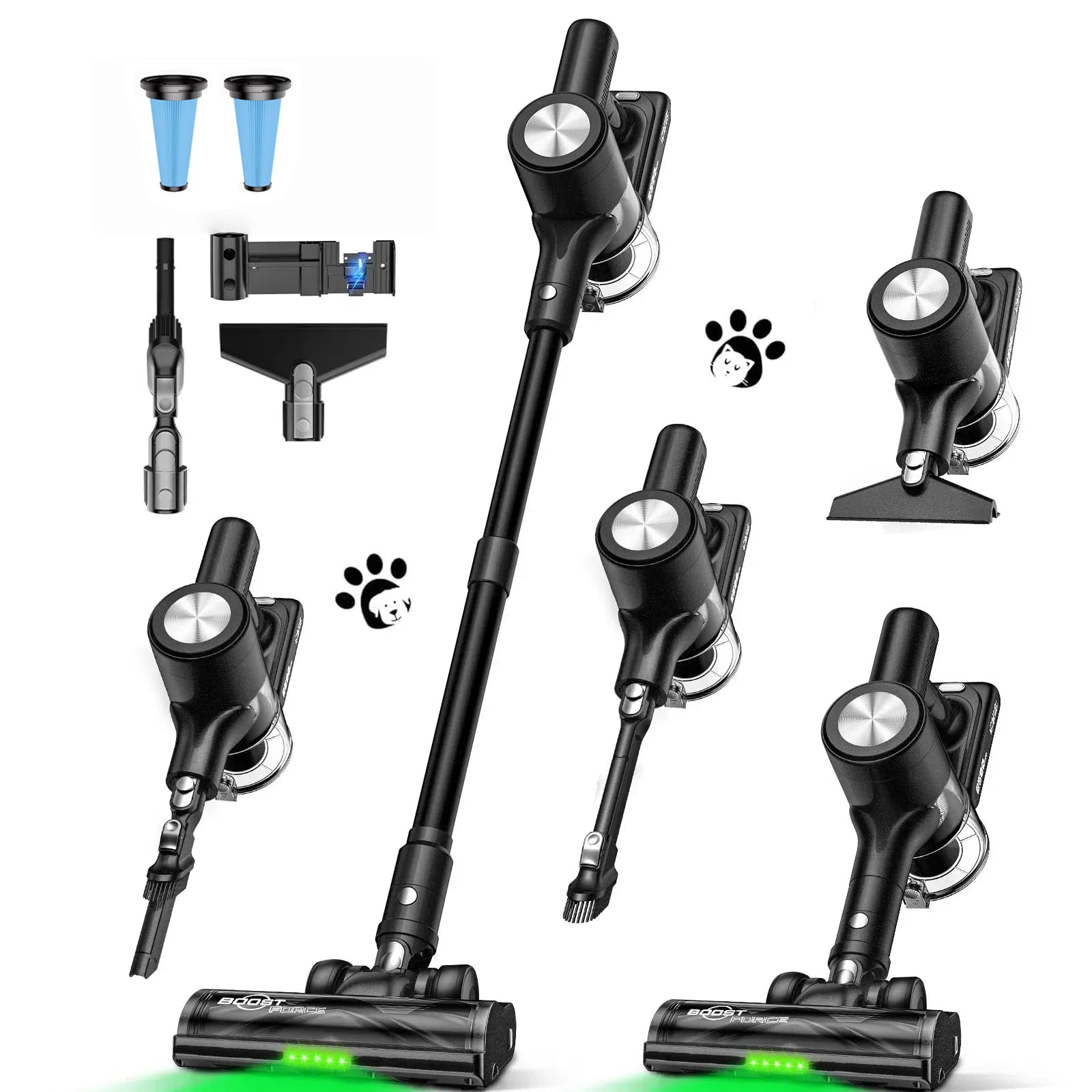 Aspirateur Balai Sans Fil 48KPa 500W - Autonomie 55min, Station Murale, Brosse Anti-Poils, Pour Sols Et Tapis - 5