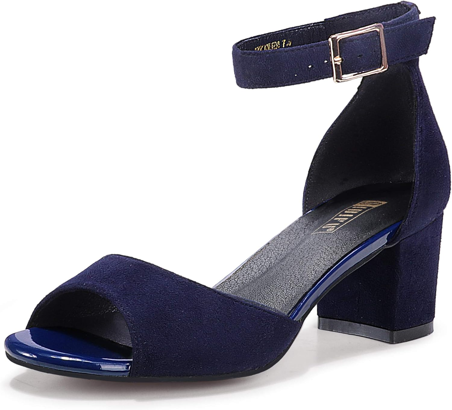 IDIFU Women's Candie Low Block Heels Sandals Peep Toe Chunky Ankle Strap Wedding Dress Shoes