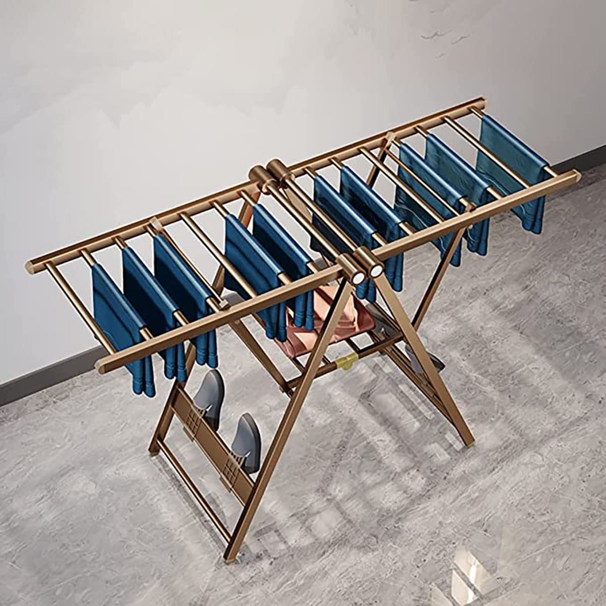 Wäscheständer mit 2 Ebenen, Wäscheständer für Kleidung, Handtücher und Bettlaken/Roségold/170 60 150 cm, hohe Ambition (Roségold 170 60 150 cm)