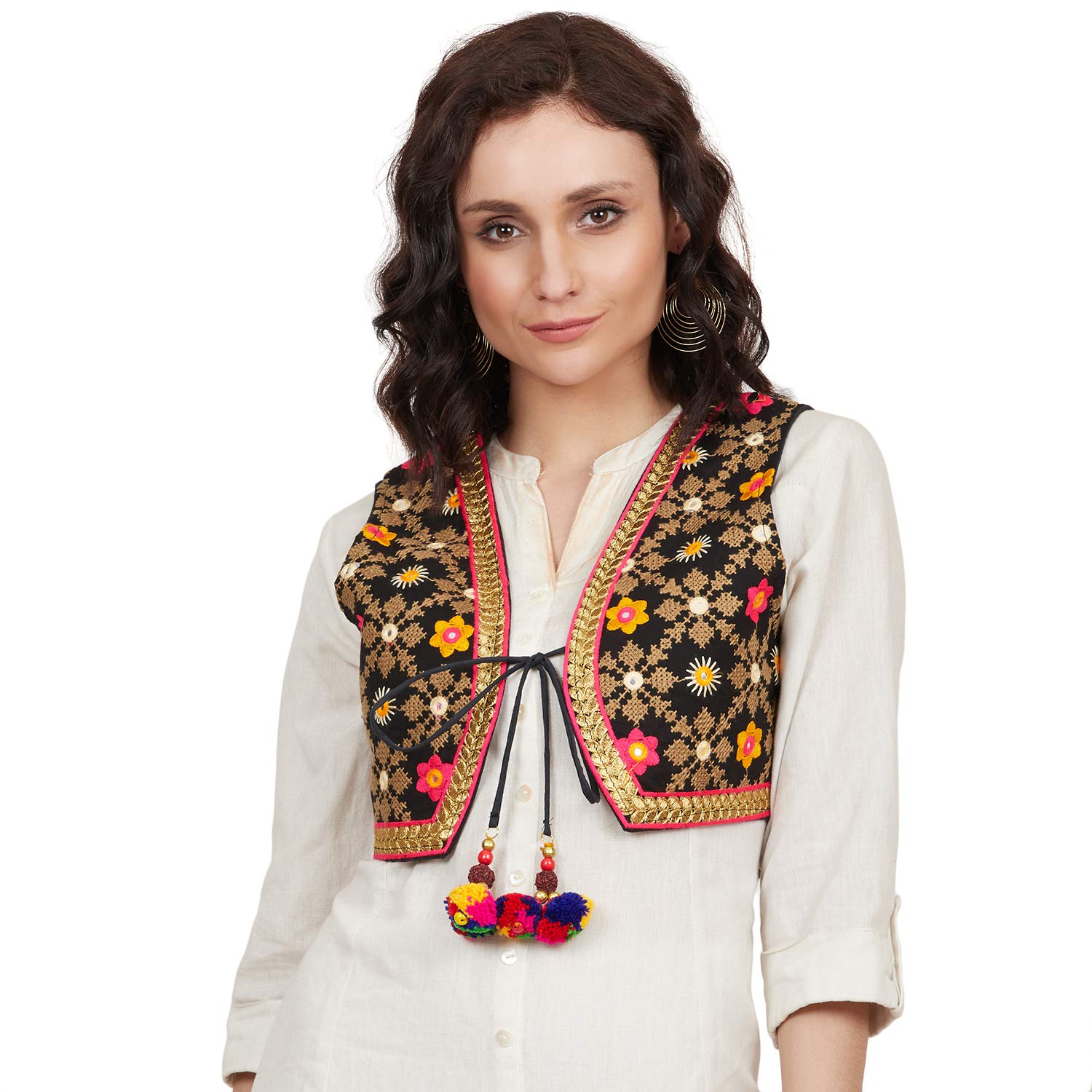 embroidered koti jacket