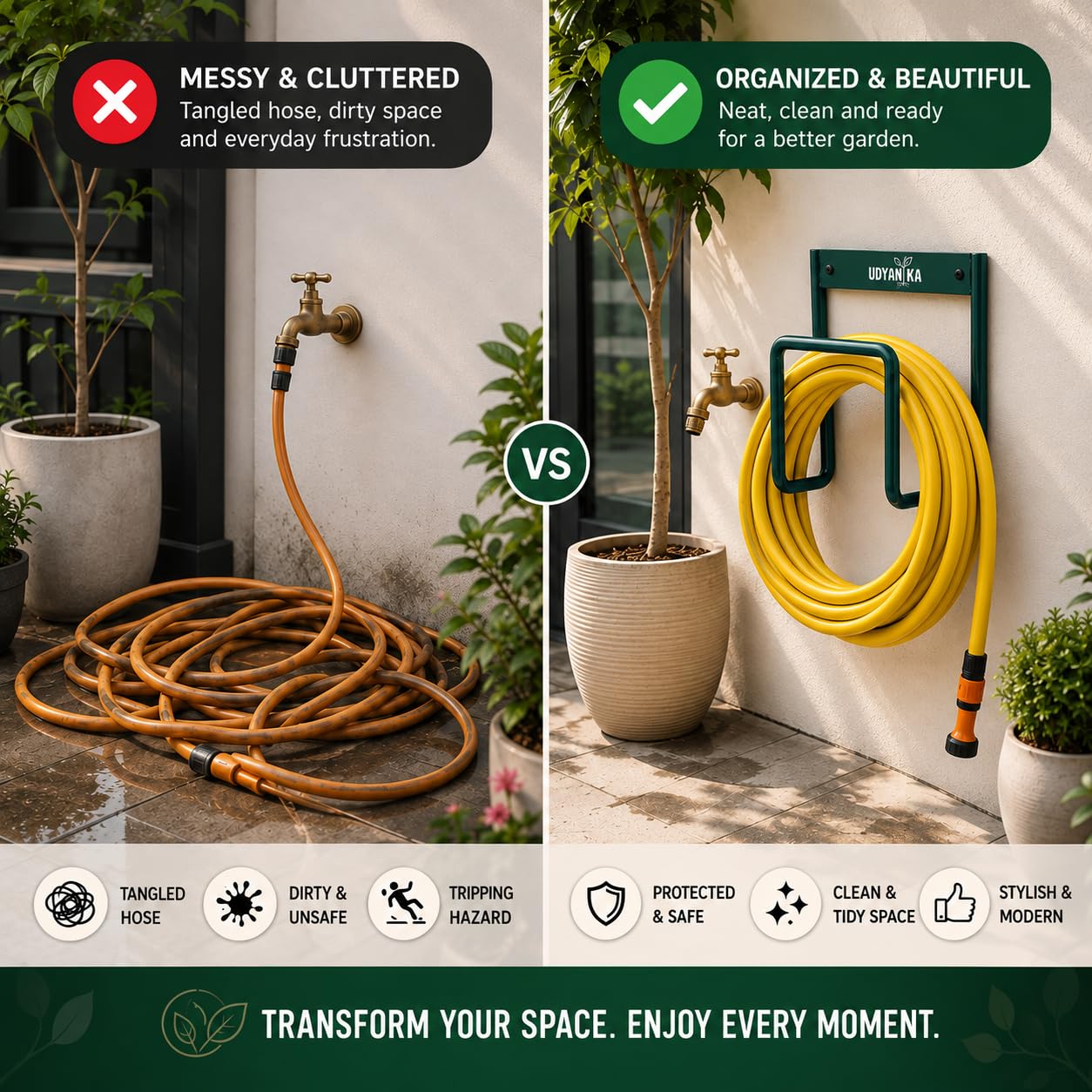 Wall Mounted Garden Hose Holder - Heavy Duty -3