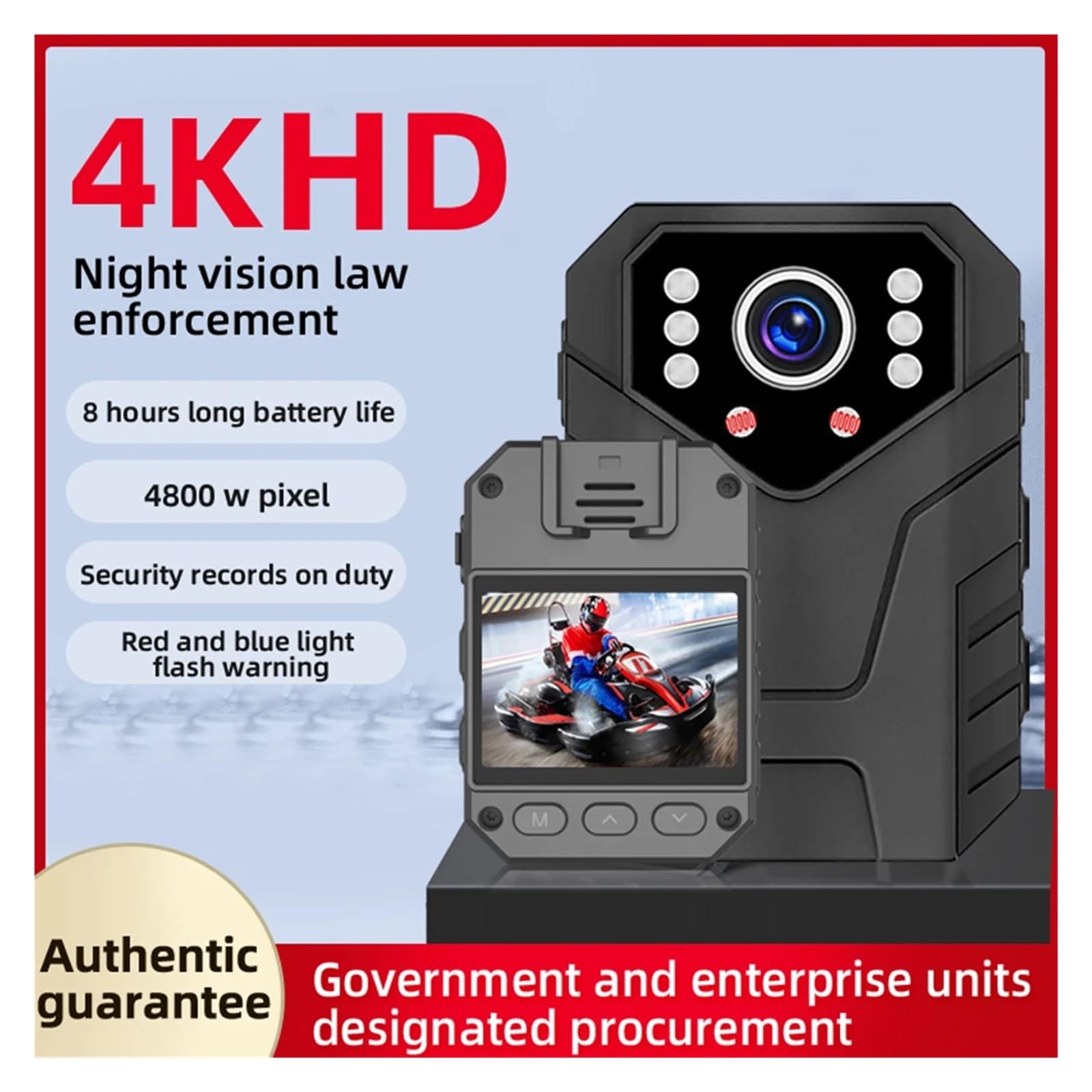 Kamery szpiegowskie Kamera akcji 1080P HD DV 2-calowy ekran dotykowy IPS Noktowizor Minikamery do noszenia 1800mAh Kamera Bodycam do egzekwowania prawa na spotkanie w celu wykonania usługi, rejestracj