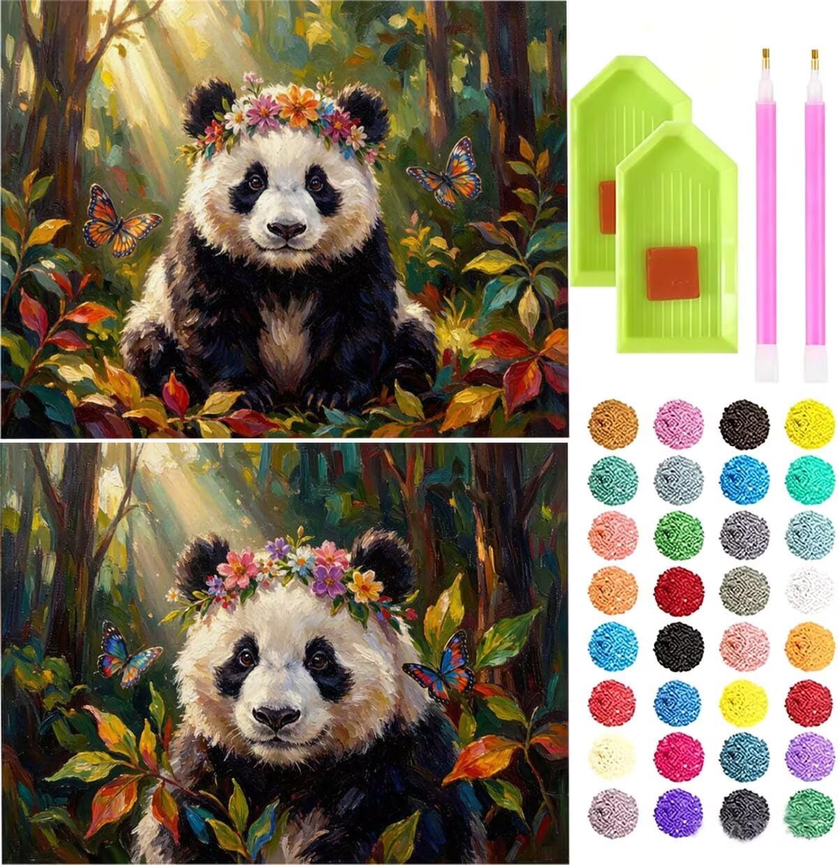 Panda Diament Malarstwo Dorosły 5D Diamentowe Malarstwo 2 Opakowanie