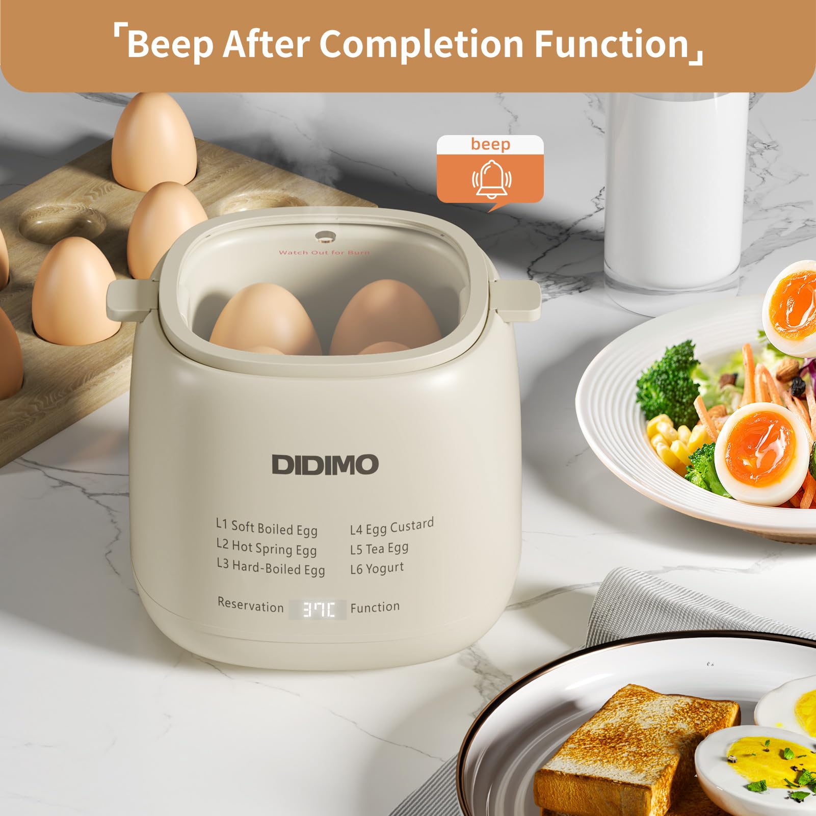 Olla rápida para huevos, olla de huevos programable para huevos duros, huevos duros suaves, huevos de aguas termales, natillas de huevo, huevo de té, yogur, olla eléctrica para huevos con apagado 8
