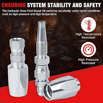 5Pcs Hydraulic Hose Field Repair Kit,1/4 1/2 3/8 Inner Diameter Reusable