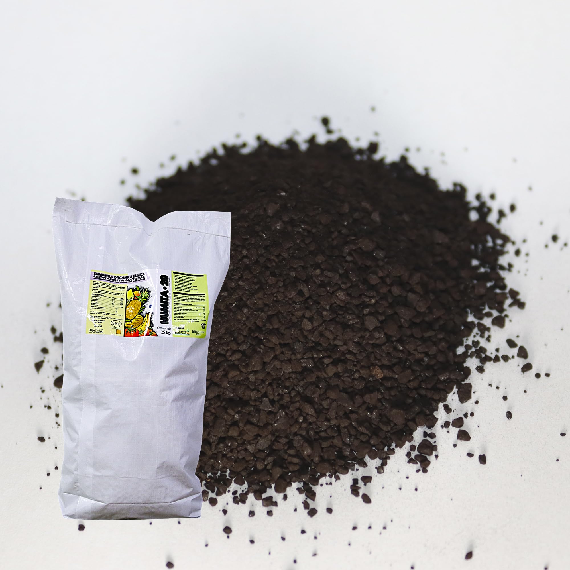 HUMITA 20 - Leonardita en Polvo | Fuente de Ácidos Húmicos y Fúlvicos | Rico en Microelementos | Fertilizante extraído de leonardita | Saco 25kg