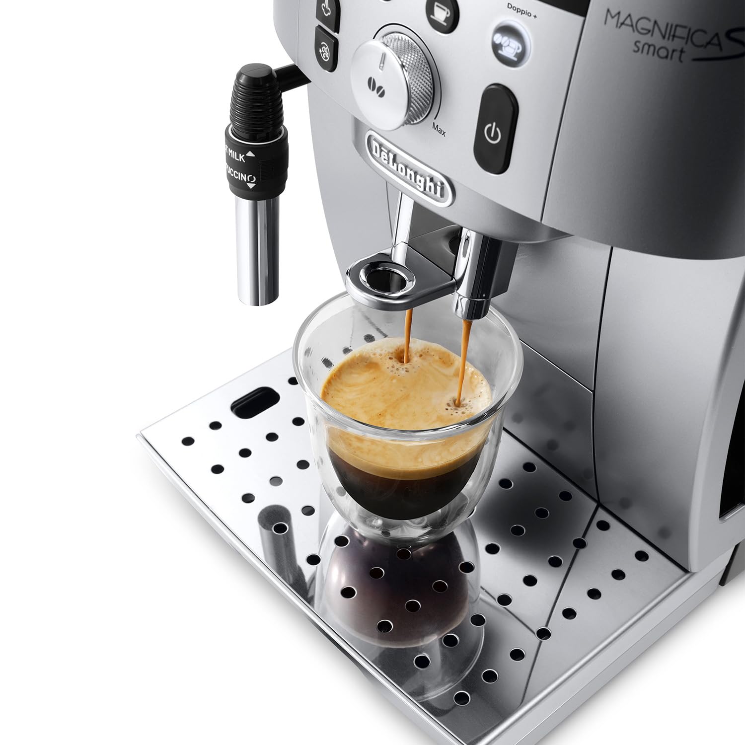 De'Longhi Magnifica S Smart ECAM250.​31.​SB, Macchina Caffè Automatica con Montalatte, Macchina Compatta dal Chicco alla Tazza, Montatura Manuale Latte, 4 Ricette One Touch, Nero Argento
