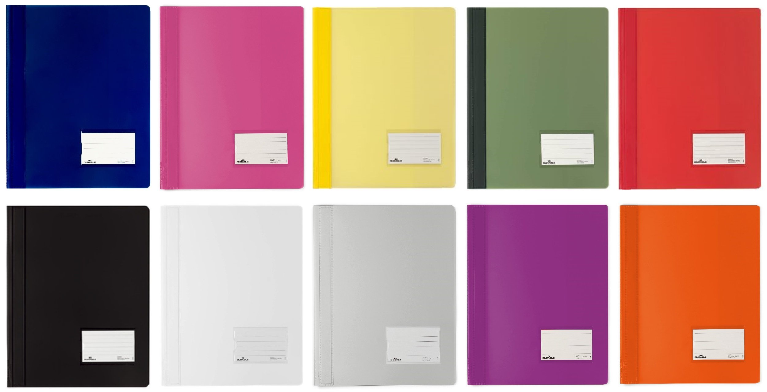 5er Sparpack DURABLE Hunke & Jochheim Schnellhefter DURALUX®, transluzente Folie, für A4 Überbreit, 280x332mm (Sortiert, 10 Stück)