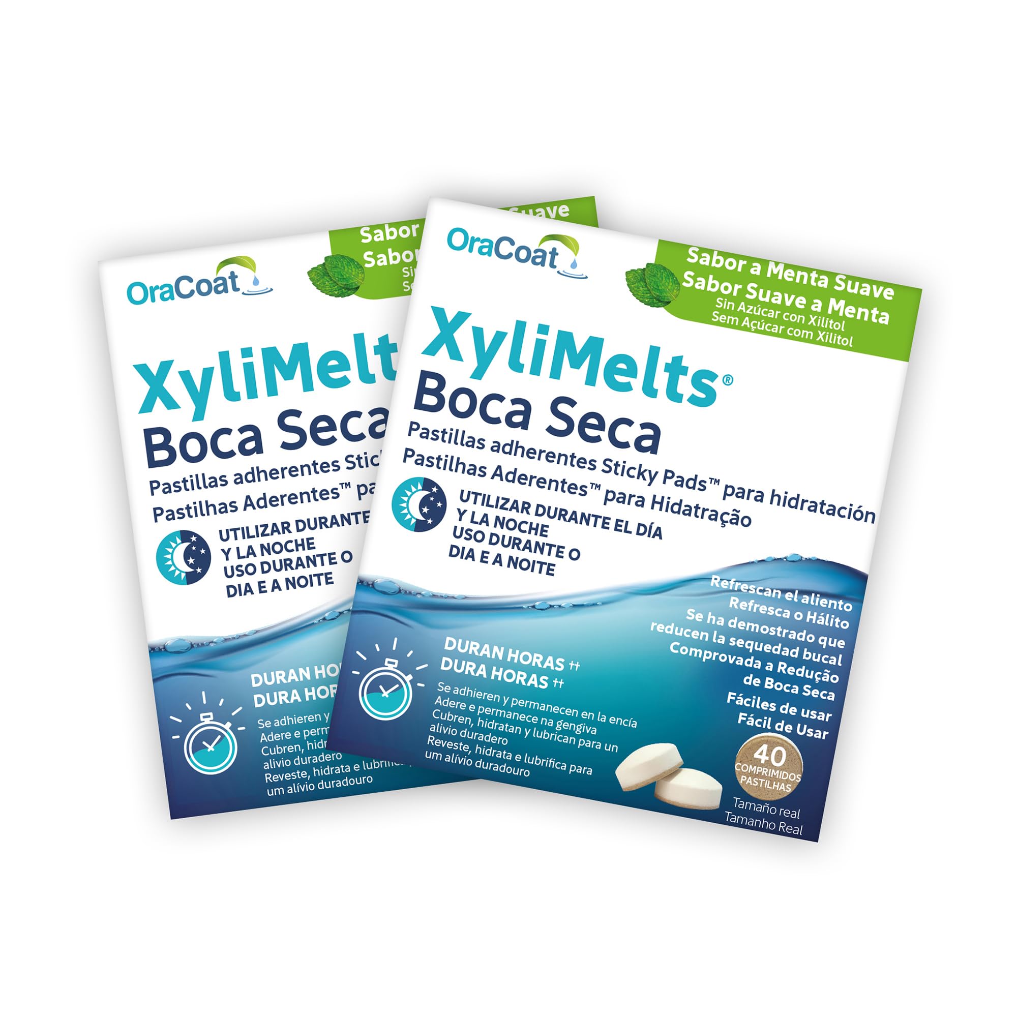 XyliMelts Menta suave 80 piezas - Tabletas adhesivas contra la sequedad de boca nocturna - hidrata la boca durante el sueño 4-8 horas - sabor a menta discreto - contra la boca seca