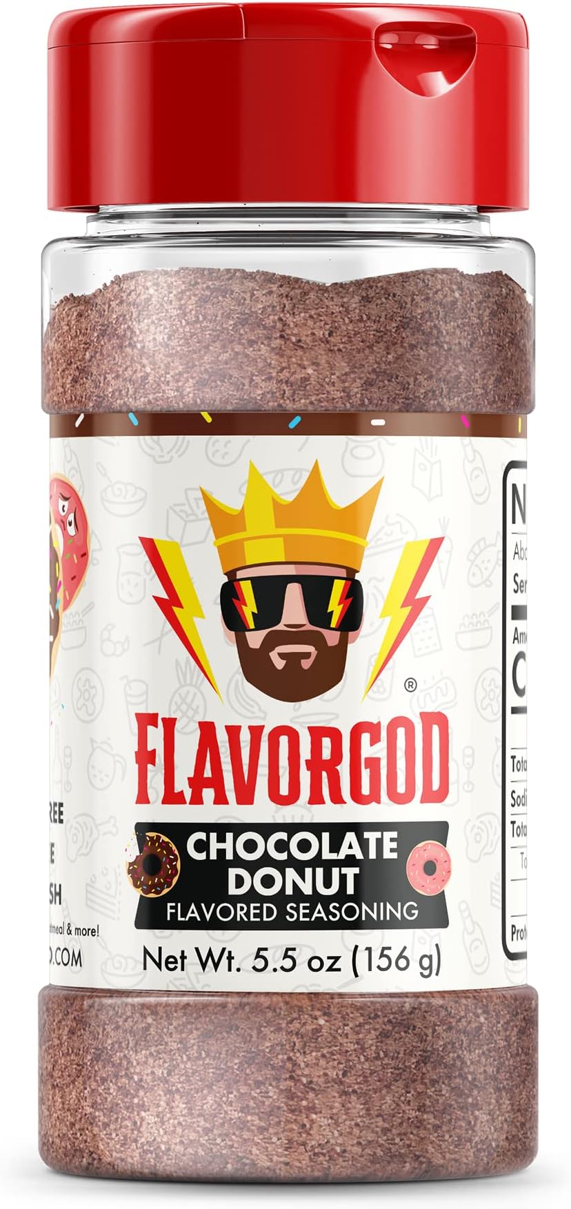 Chocolate Donut Topper Seasoning Mix by Flavor God - Premium All Natural & Healthy Spice Blend for Ice Cream, Donuts, Coffee, Cookies & Snacks - Kosher, Low Sodium, Dairy-Free & Gluten-Free