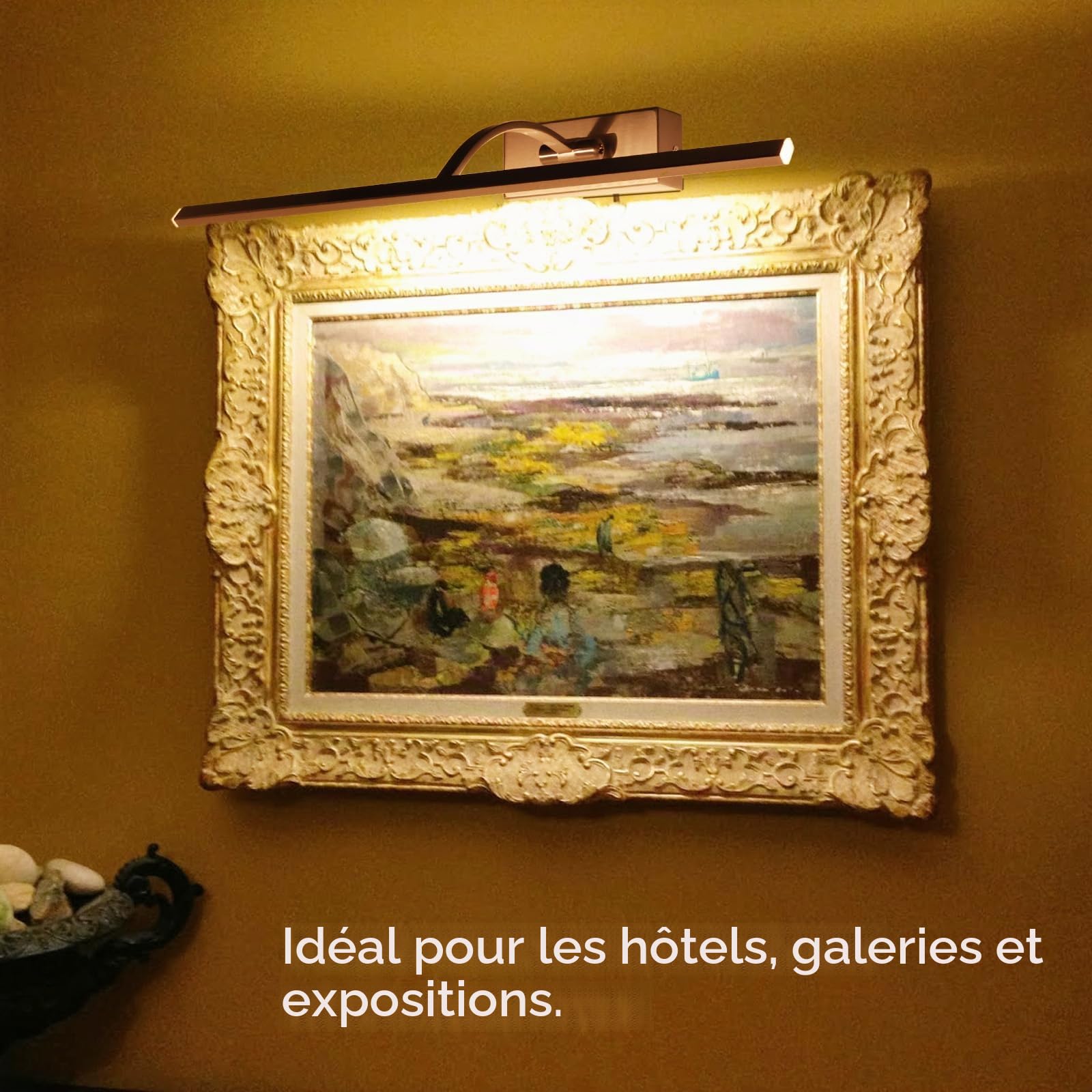 Alpinaluz Applique murale LED pour éclairage de tableaux, miroirs et meubles, 8 W, 45 cm, lumière chaude 2 700 K, angle réglable, acier avec finition nickel satiné, driver KGP intégré