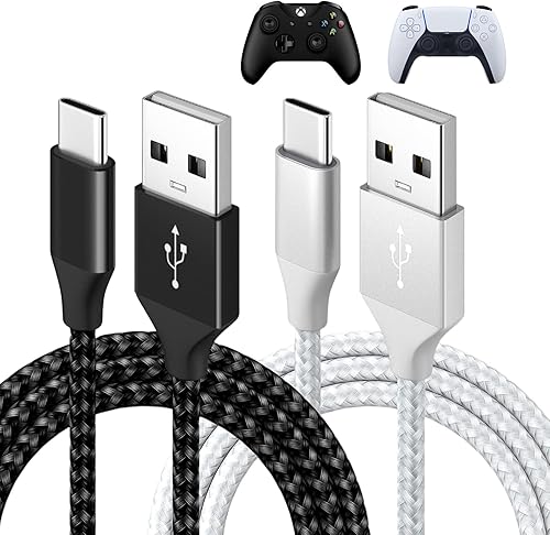 JINHEZO Controller Charger Charging Cable for PS5 for Xbox Series Xfor Xbox Series S Controller, Replacement USB C Cord Nylon Braided Type-C Ports