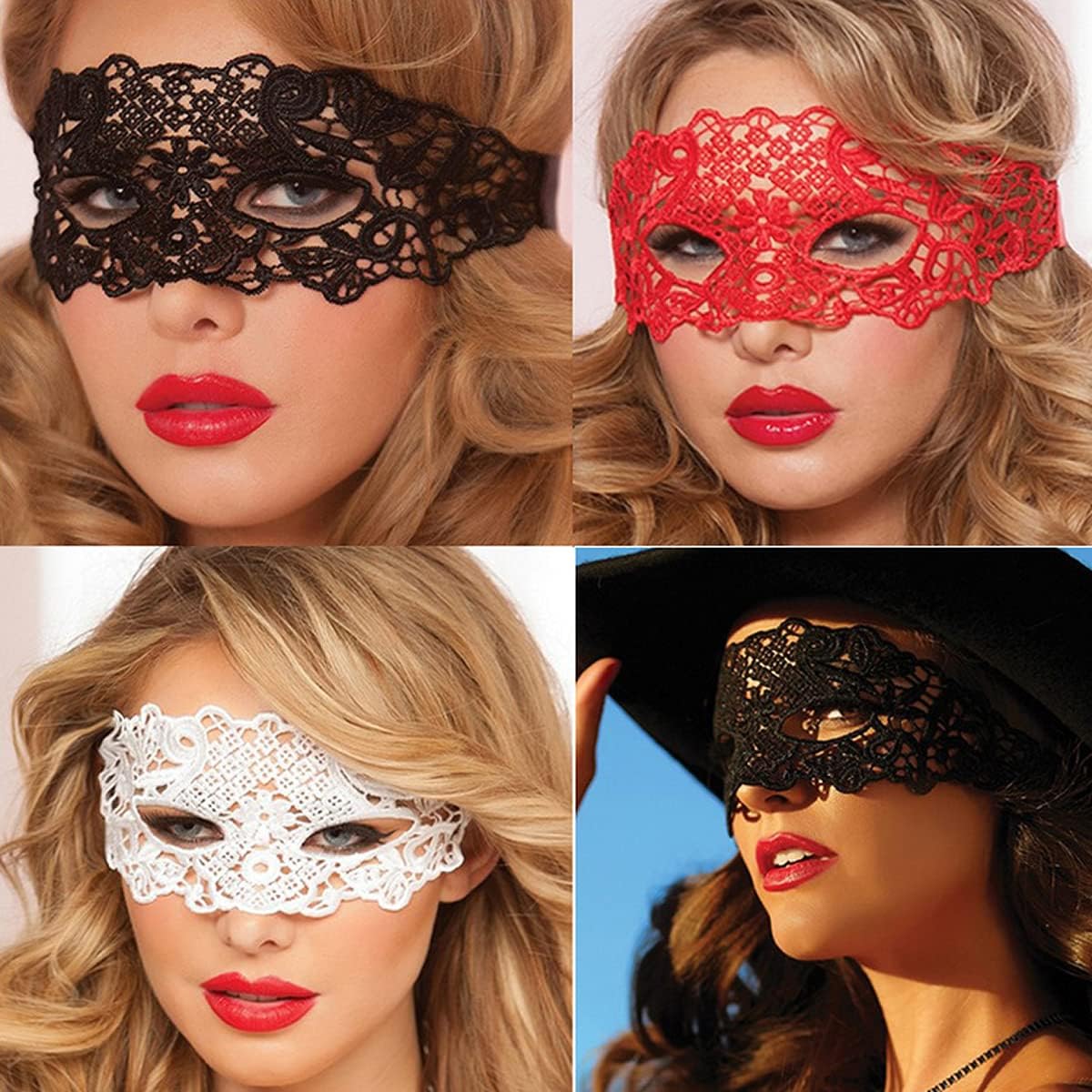 4pcs Masquerade Costume Mask Half Face Sexy Lace Masks for Men Women Party Ball Fancy Dress Halloween Mask