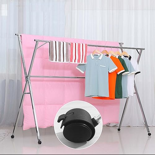 Miniatura 2 de YSUEFIJO Estante de secado de ropa resistente, estante de secado de ropa de acero inoxidable, estante de ropa que ahorra espacio, estante plegable y