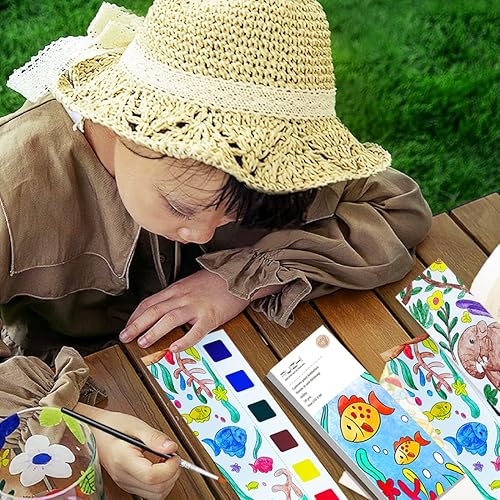 Vista 46 de JUNQIU - Juego de pintura de acuarela para niños, libros de pintura con agua para niños de 4 a 8 años, libro de pintura de acuarela de bolsillo, kit