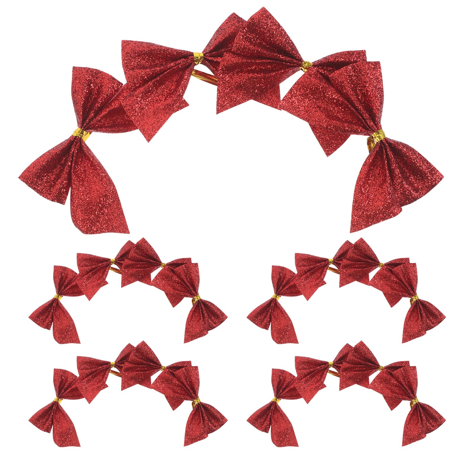 Lazos de Navidad con purpurina roja Housoutil de 5 cm y alta densidad de brillo en pack