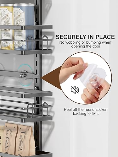 Miniatura 7 de Delamu Organizador de despensa sobre la puerta, organizador de puerta de despensa de 6 niveles con cesta ajustable, organizador de condimentos para