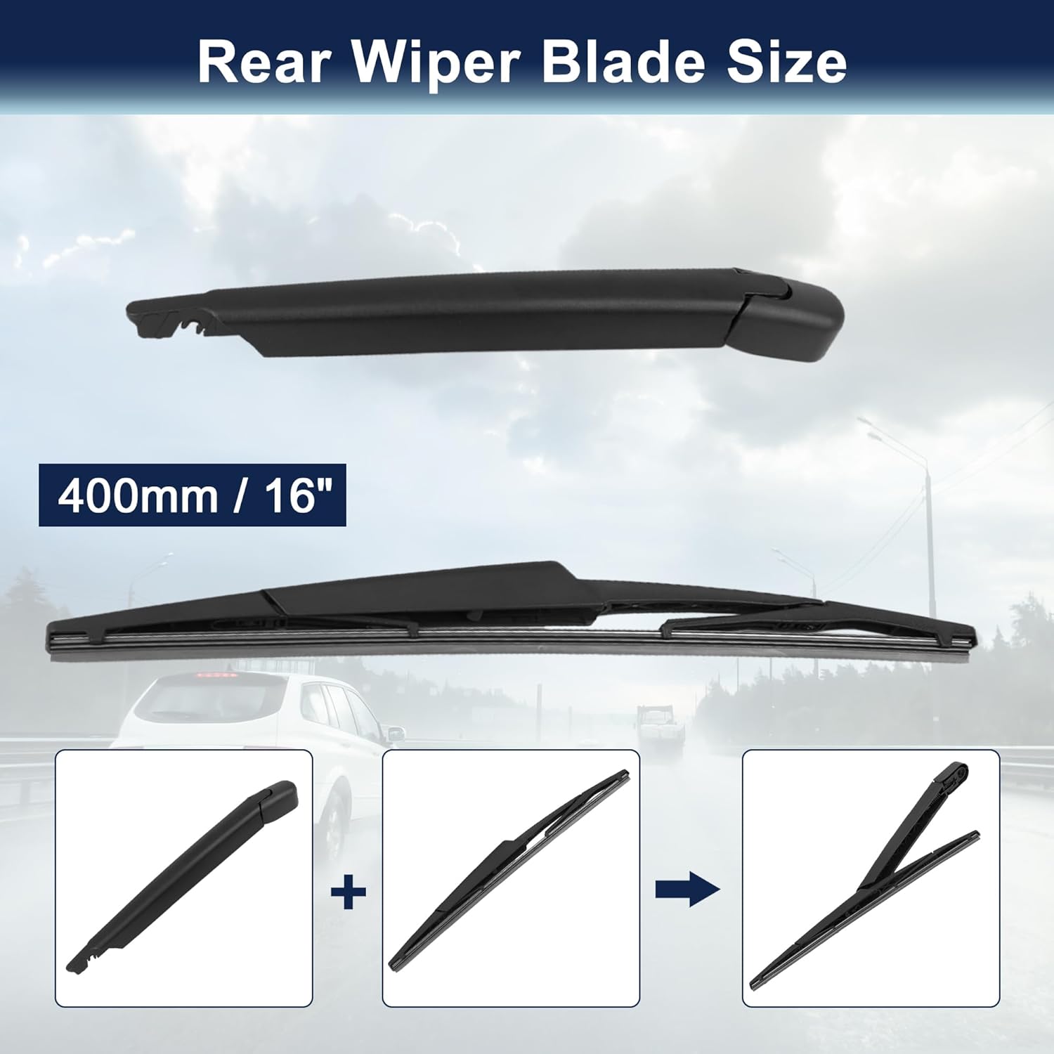 X AUTOHAUX Rear Windshield Wiper Blade Arm Set for Kia Sedona Carnival 09-13