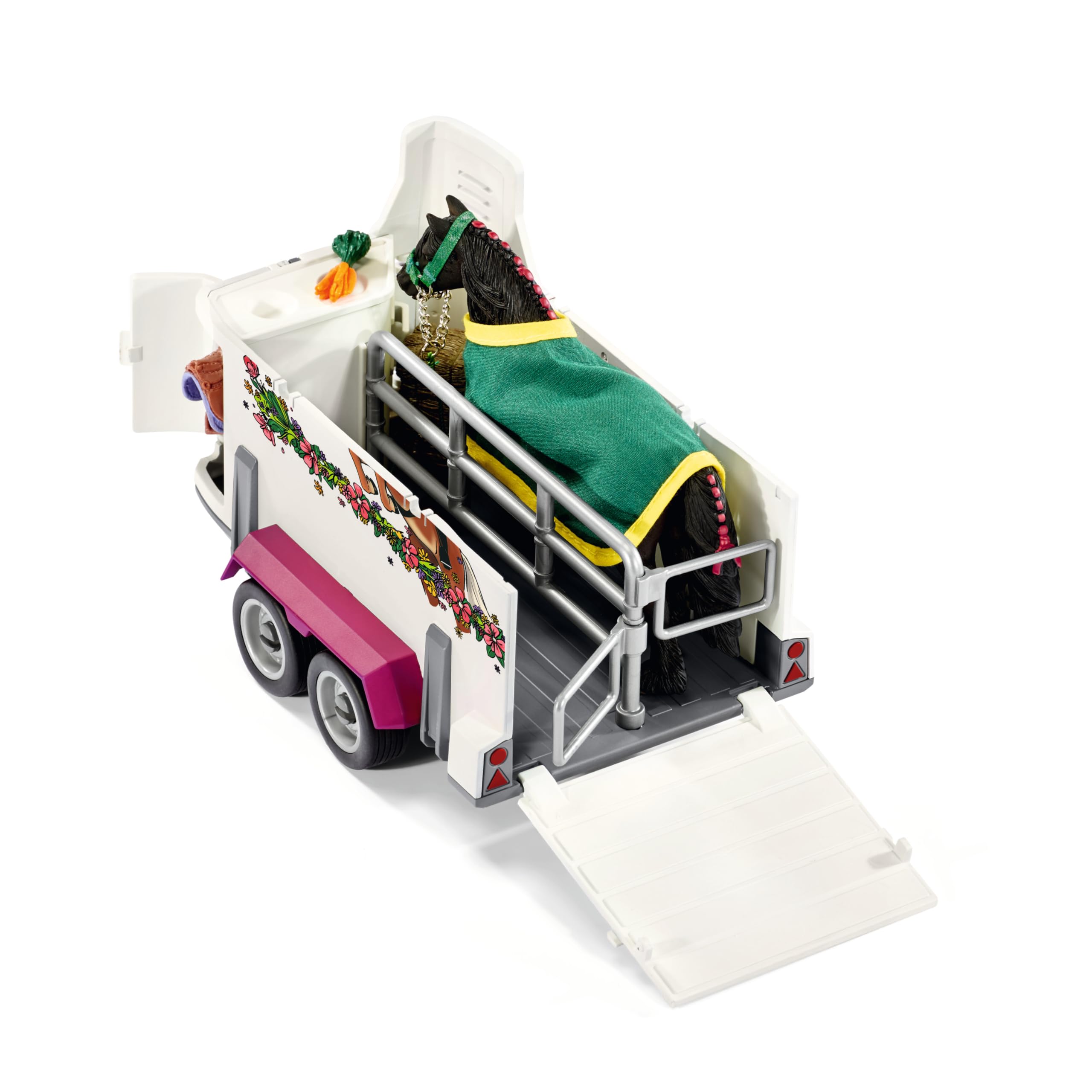 Schleich Horse Club | Pick-up mit Pferdeanhänger 42346 | 38 Teile | Set inkl. Fahrzeug, Anhänger, Pferd, 2 menschliche Figuren & Zubehör | Pferdespielzeug & Geschenk für Kinder ab 5 Jahren