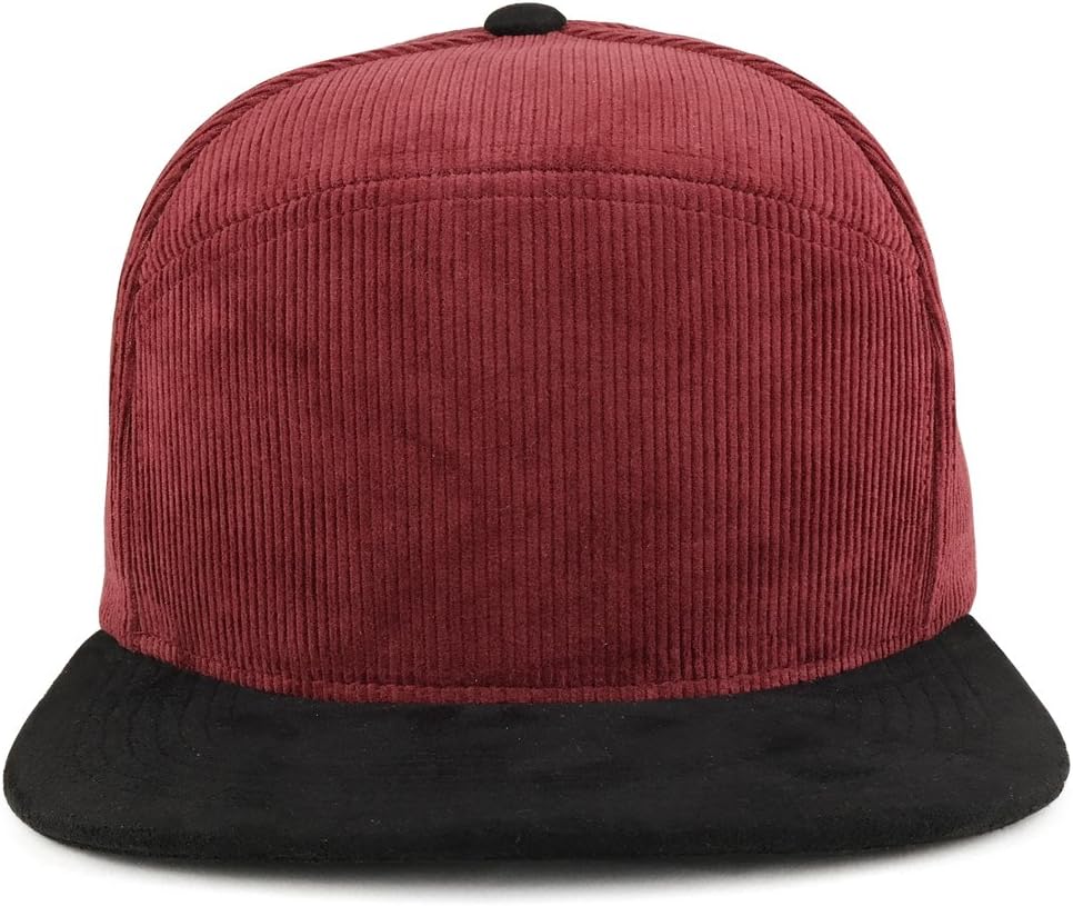 Trendy Apparel Shop Plain Corduroy Textured Suede Flat Bill Snapback Cap - Image 2