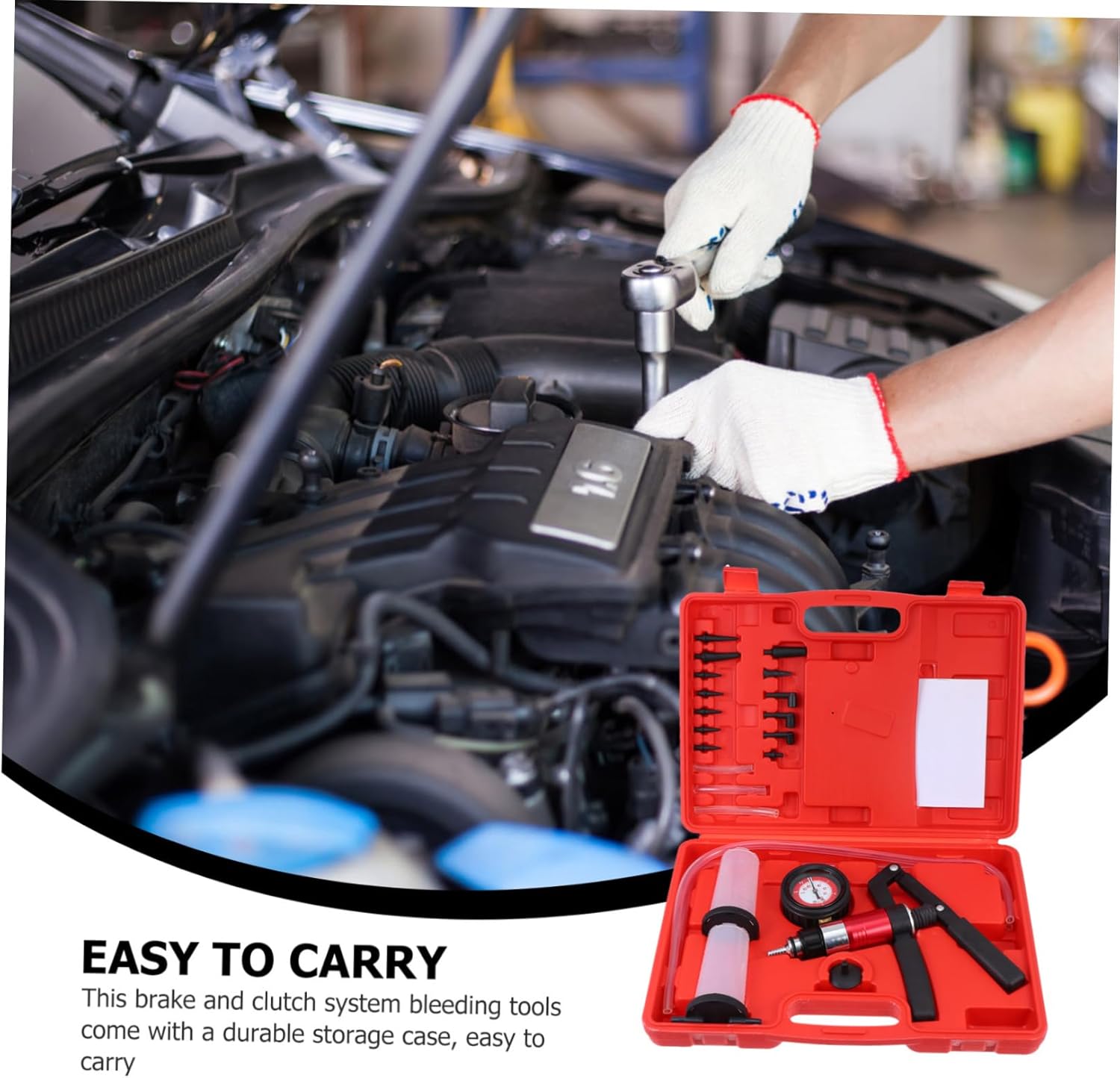 Handheld Brake Fluid Bleeder Kit with Vacuum Pump Fluid Extraction Tool for Brake and Clutch Change Durable Automotive System Maintenance Device