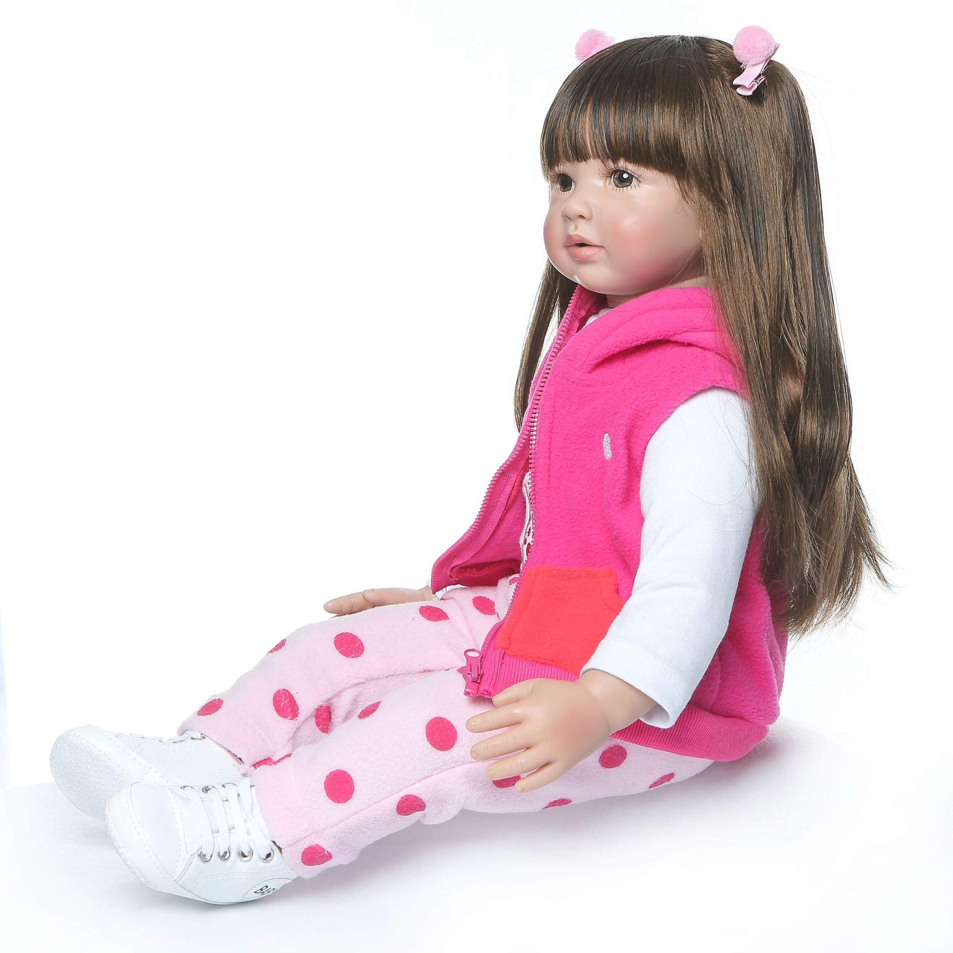 MOHAIR Reborn Puppen Lebensecht 24 Zoll 60cm Weiches Silikon Vinyl Stoff Körper Realistische Reborn Baby Mädchen Handgefertigt Wie Echtes Newborn Puppe
