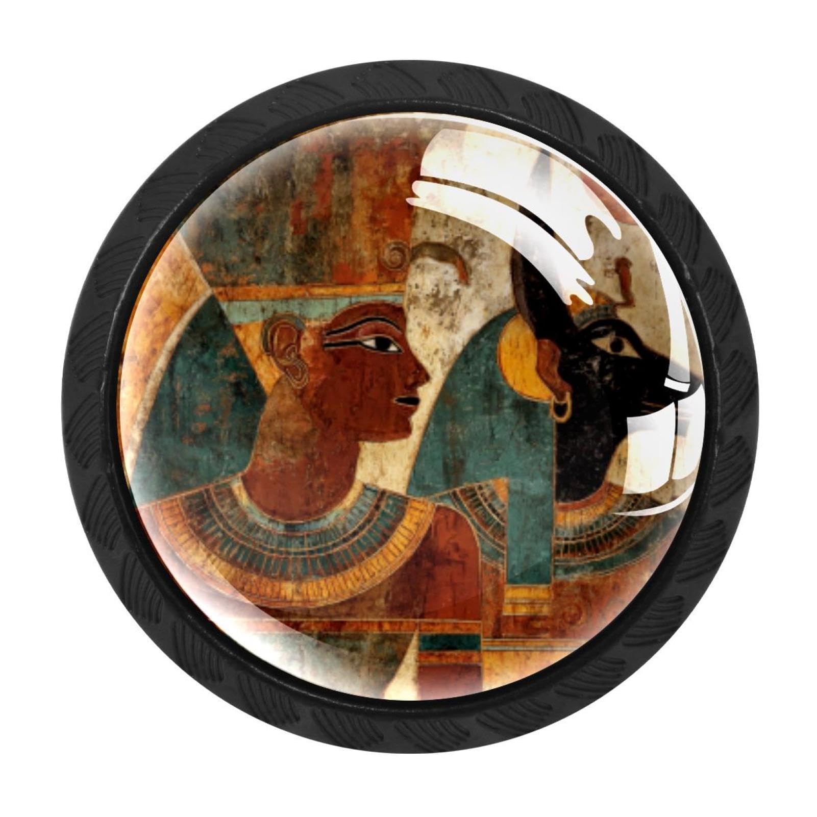 CHENZZZZ 4 Pieces Ancient Egypt Art Painting Retro (1) Cabinet Knobs Drawer Dresser Pulls Handles for Home Kitchen Office Bathroom Door Kids Room