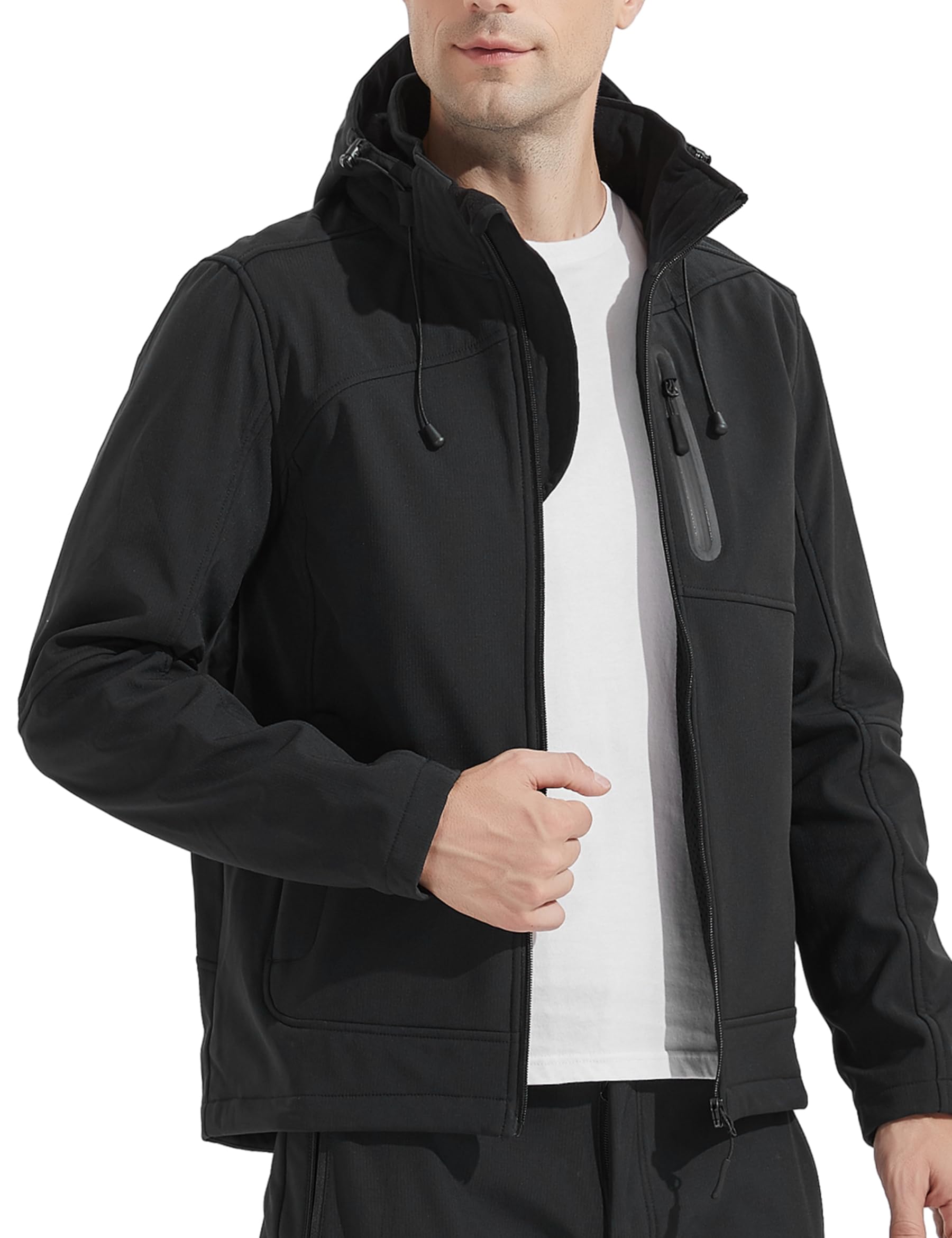 Veste Pour Hommes Coupe-vent Manteaux Respirants Veste à Capuche Rétractable Extérieur Solide Course élégant Manteaux Hommes, Bleu, M
