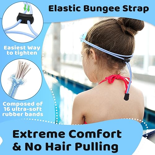 Miniatura 3 de Vvinca Gafas de natación para niños con correa elástica de visión amplia, antiempañamiento, protección UV, gafas de piscina para niños de 3 a 15 años