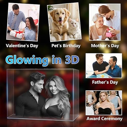 Miniatura 5 de 3D Crystal Photo, Personalized Gifts for Women Wife Mom Dad Husband Grandma Grandpa, Custom Gift With Your Own Photo, Custom Glass 3D Laser Etched