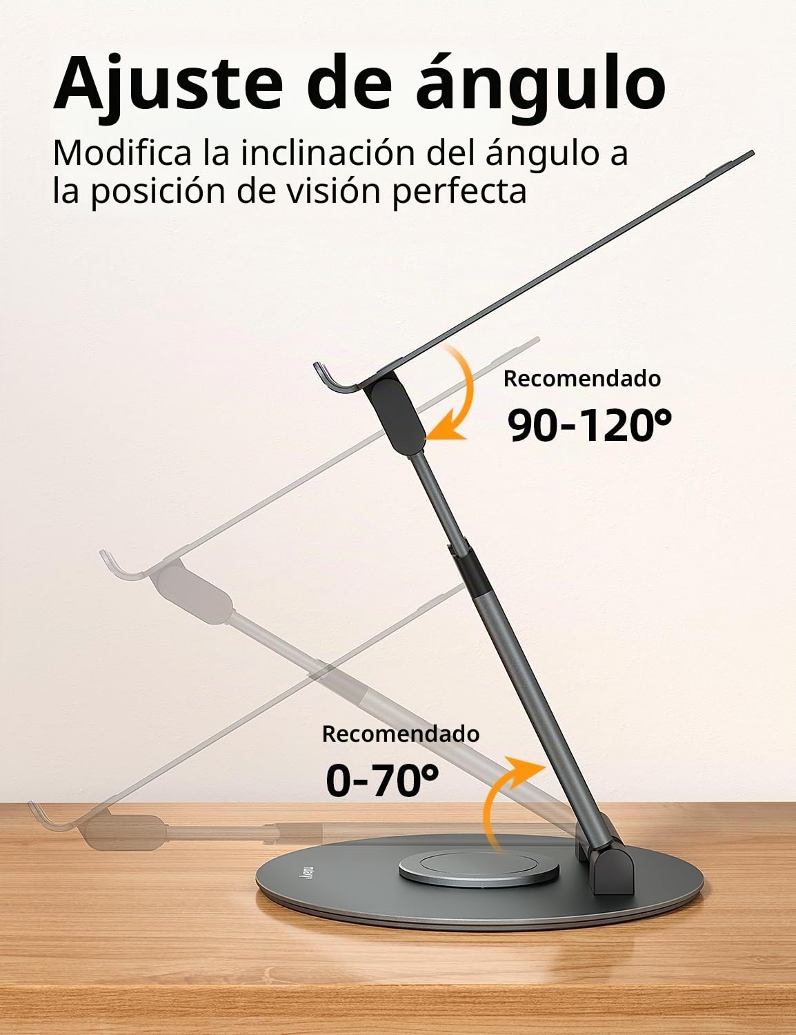 Nulaxy Soporte Portátil Altura Ajustable de hasta 21 Pulgadas, Soporte Ergonómico Ordenador Portátil con Base Giratoria de 360 Grados Laptop Stand Compatible con Todas Las Portátiles de 10-17", Gris