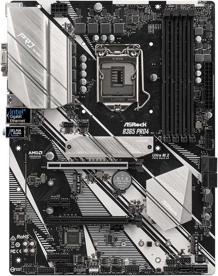 ASROCK MB B365 PRO4 LGA1151/ Intel B365/ DDR4/ Quad CrossFireX/ SATA3&USB3.1/ M.2/ A&GbE/ ATX Motherboard