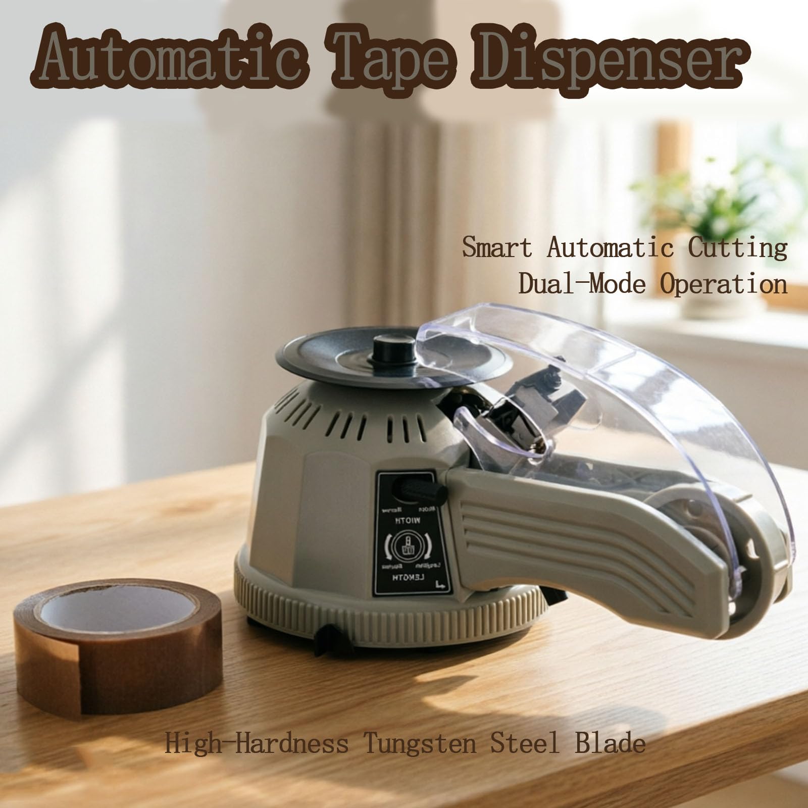 Distributore di Nastro Adesivo, Macchina da Taglio a Disco Rotante, distributore Automatico di Nastro Adesivo con Lunghezza di Taglio da 6 a 60 mm, Nastro Biadesivo Resistente