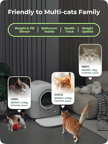 Miniatura 3 de HHOLOVE TYPro - Caja de arena para gatos autolimpiante, manos libres, robot inteligente, autolimpieza, caja de arena para gatos con control de