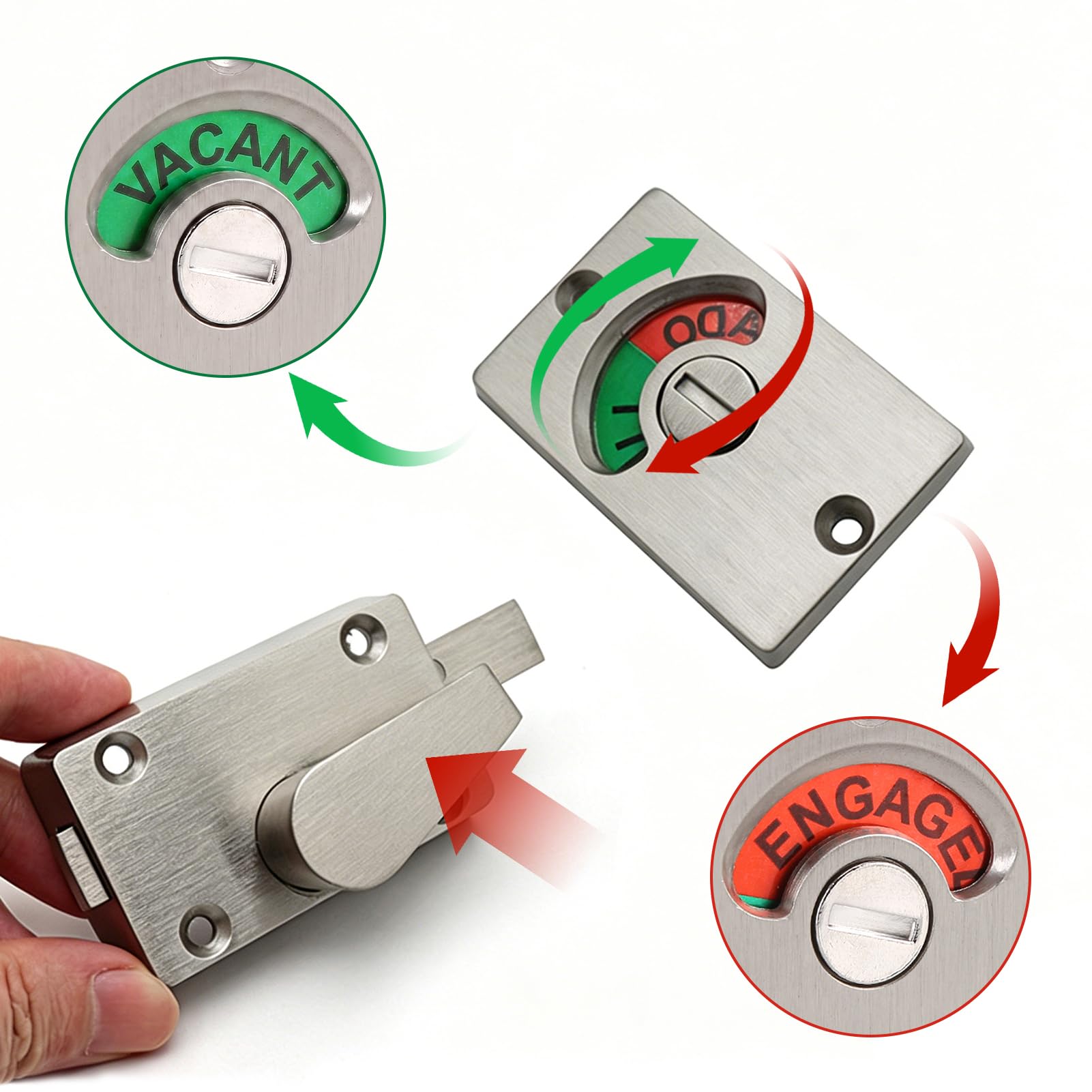 Indicatore di Blocco della Porta, Segno di Occupato Libero, Blocco di Indicazione Impegnato Bagno Toilette WC Indicatore Privacy Serratura per Porta Morta per Bagno Bagno Pubblico