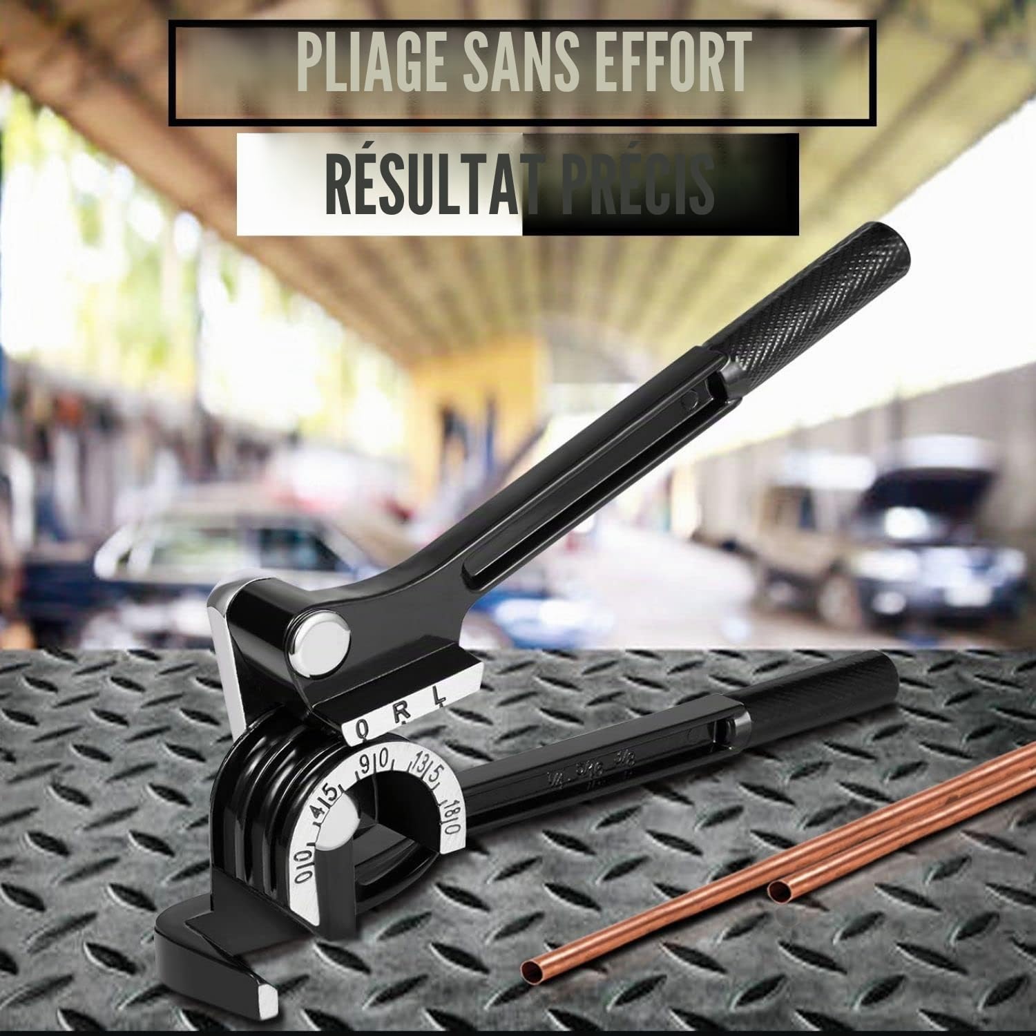 Flexzion Cintreuse de tubes – Cintrage manuel de tubes OD 3 tailles 6,35 mm, 1,6 cm, 9,5 mm, levier à 180 degrés, coude robuste, cuivre, laiton, aluminium et métal souple pour tuyaux CVC, eau, gaz,