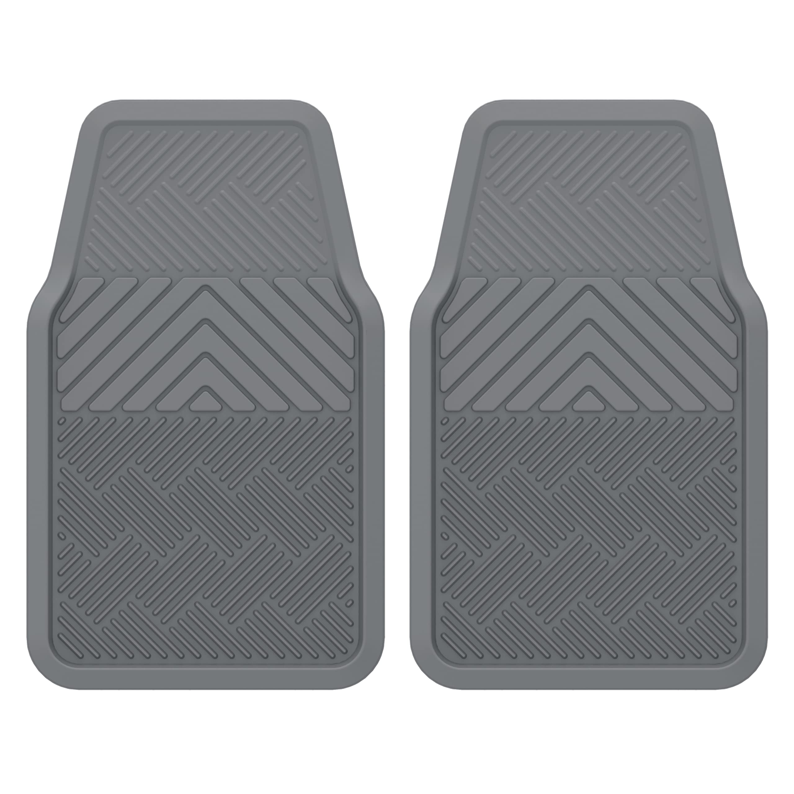 ClimaTex Heavy Duty Car, Truck, Van, and SUV Automotive Floor Mat for Back Seat Protection, Weatherproof Deep Channel No-Slip Front Seat Floor Mats, 2 Piece Set, Gray