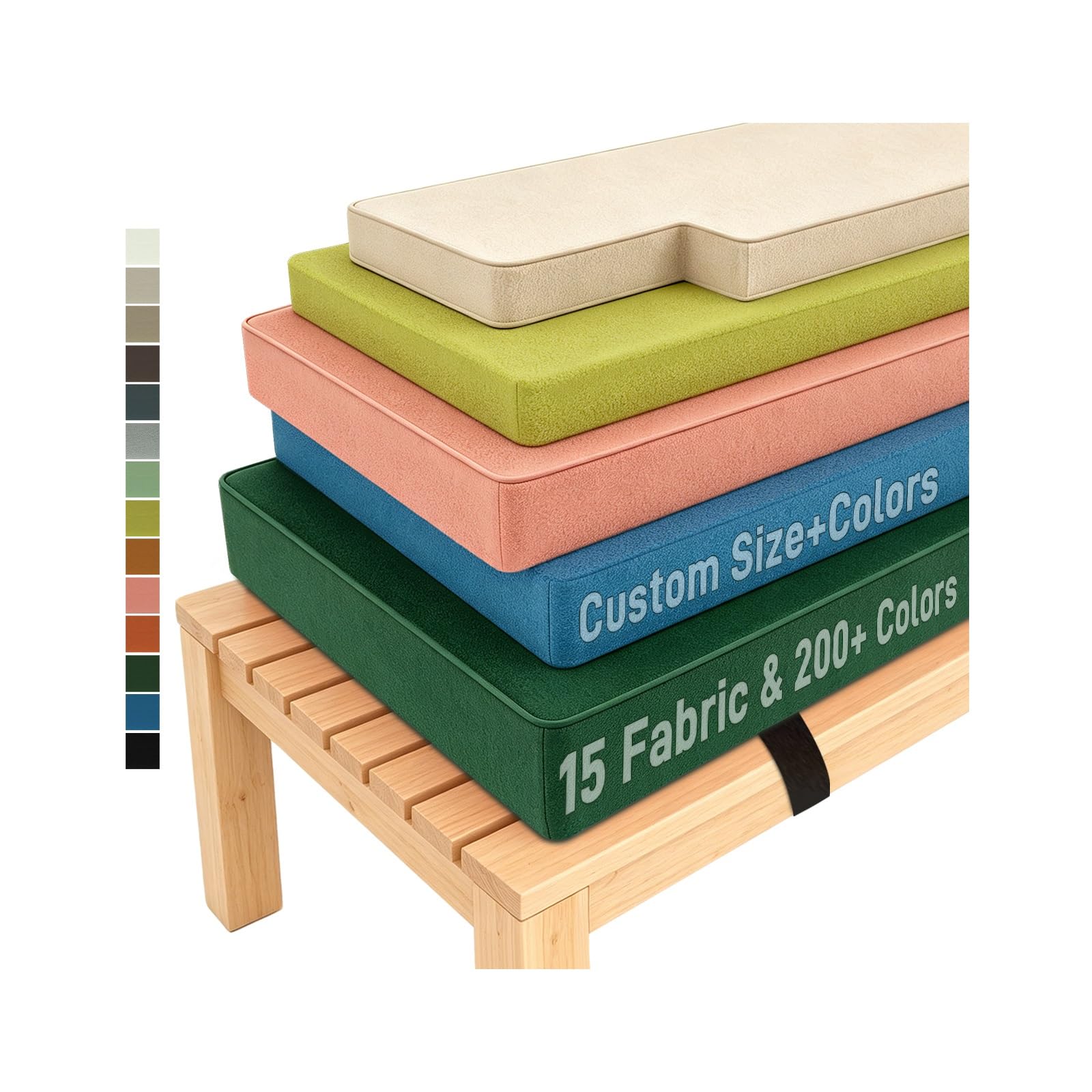 Custom Size Bench Cushion, Personalized Window Seat Cushion Indoor Outdoor